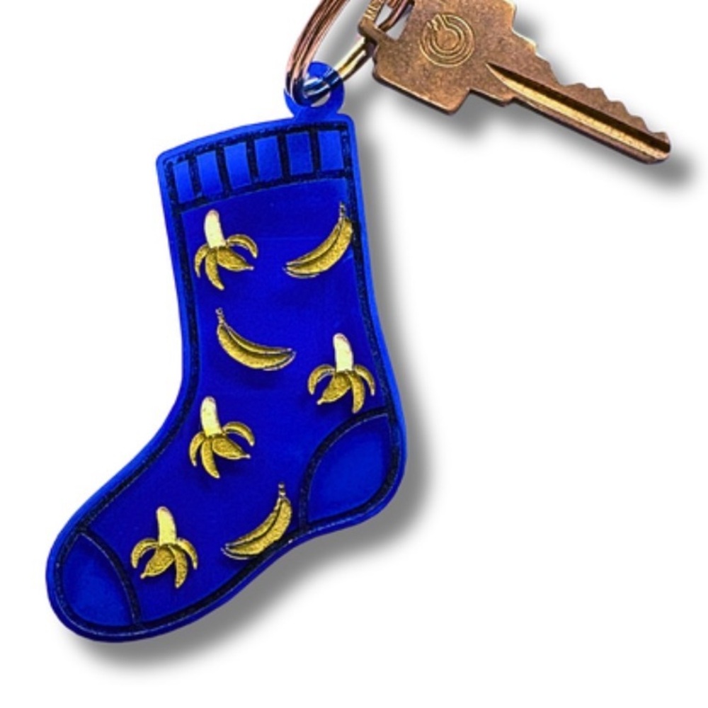 Blue Banana Sock Keychain (Heated Rivalry)
